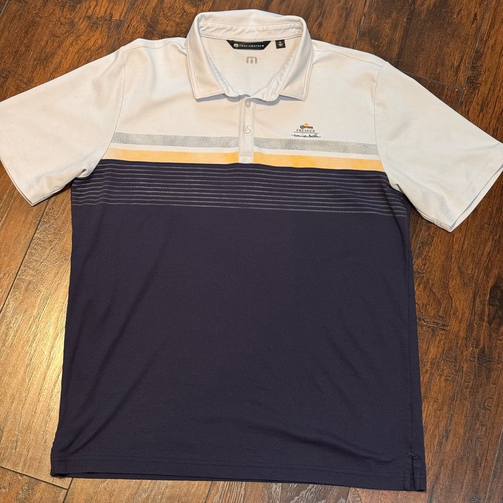 Travis Mathew x Corona Premier Polo Bar Roof Men's XL Striped Golf Beach